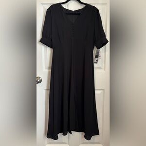 NWT Leslie Fay Elegant Black Midi Dress